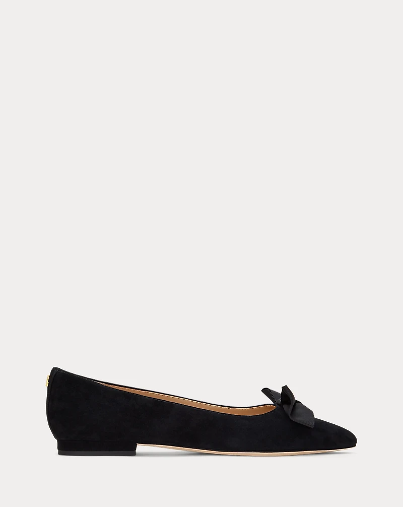 Londyn Bow-Trim Suede Ballet Flat