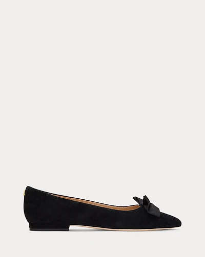 Londyn Bow-Trim Suede Ballet Flat
