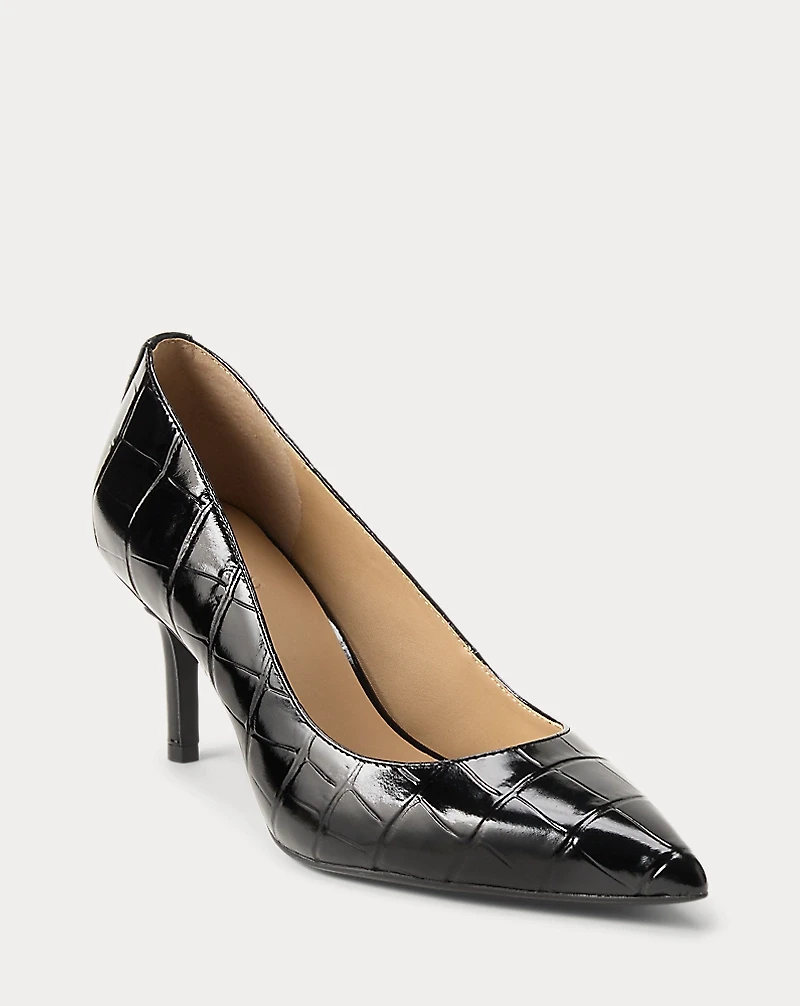 Lanette Croc-Embossed Leather Pump