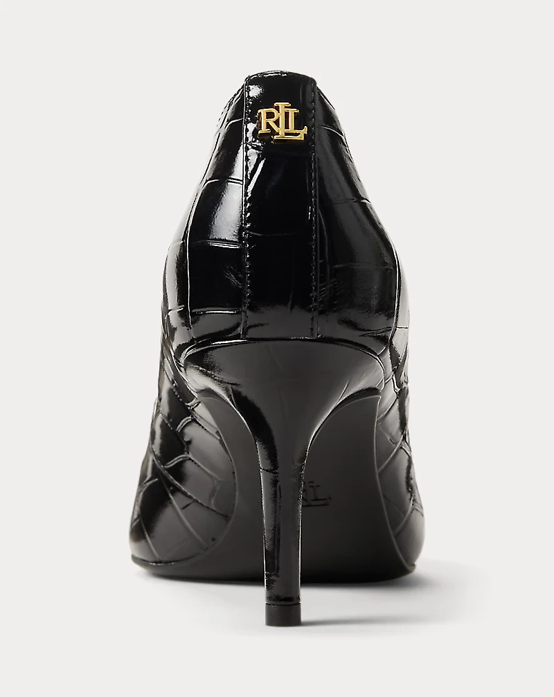 Lanette Croc-Embossed Leather Pump