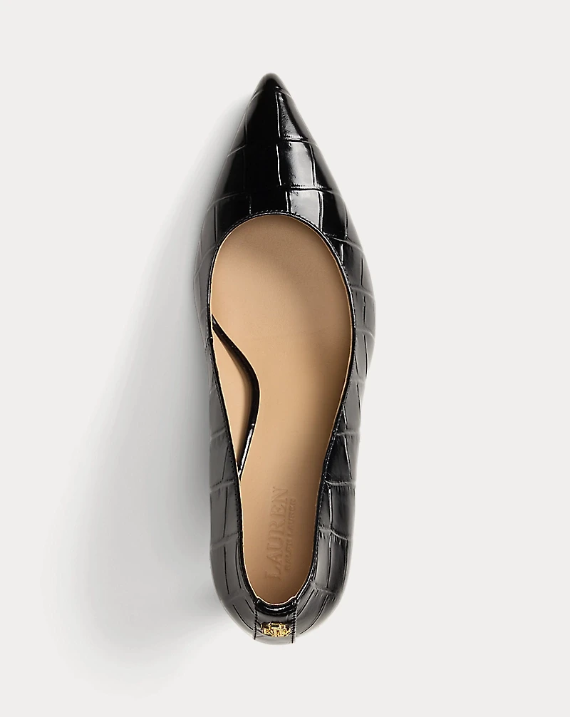 Lanette Croc-Embossed Leather Pump