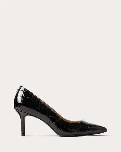 Lanette Croc-Embossed Leather Pump