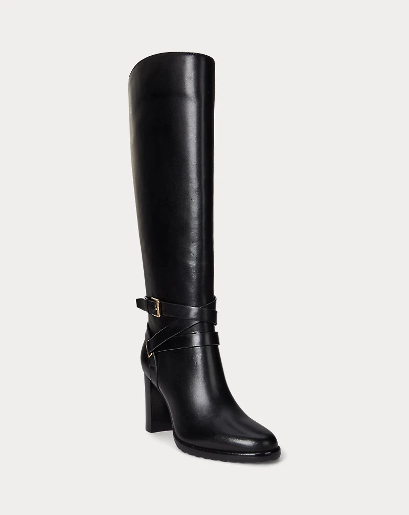 Collins Burnished Leather Tall Boot Heel