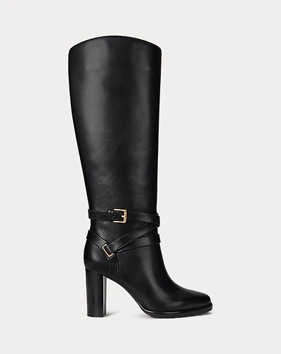 Collins Burnished Leather Tall Boot Heel