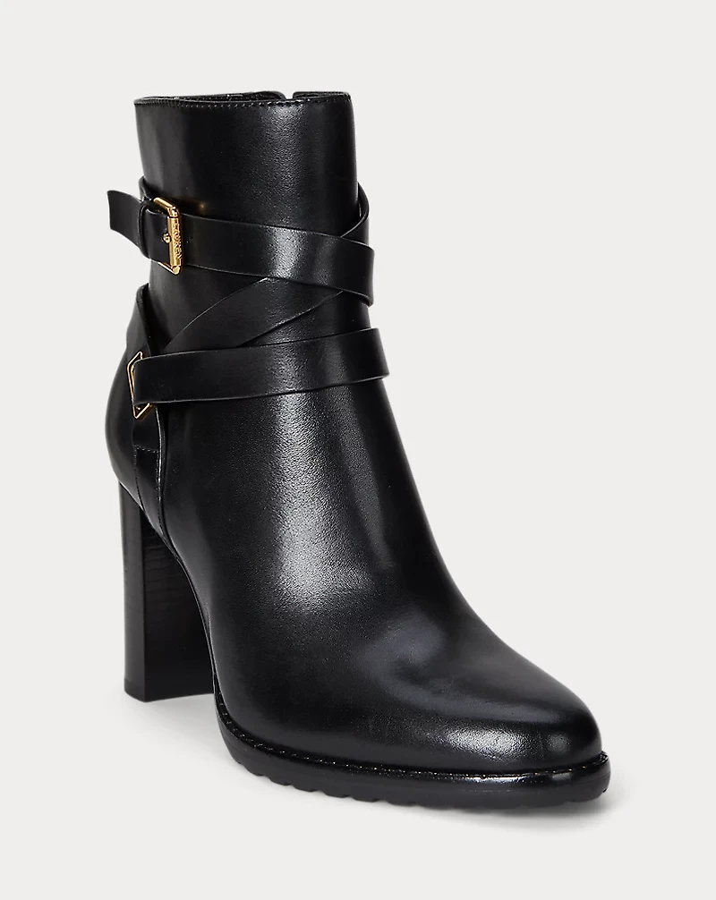 Collins Burnished Leather Bootie Heel