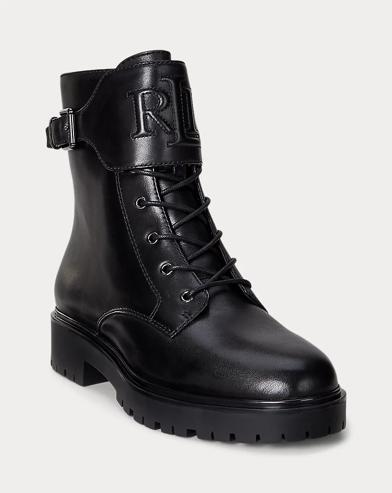 Allyson Burnished Leather Lace-Up Bootie