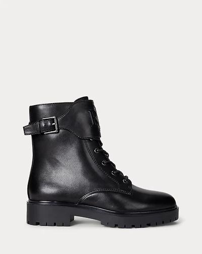 Allyson Burnished Leather Lace-Up Bootie