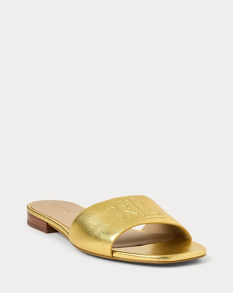 Everley Metallic Leather Slide Sandal