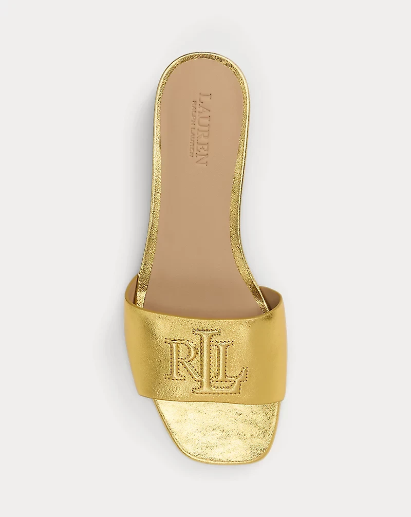 Everley Metallic Leather Slide Sandal