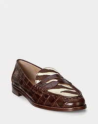 Wynnie Zebra-Print-Trim Embossed Loafer