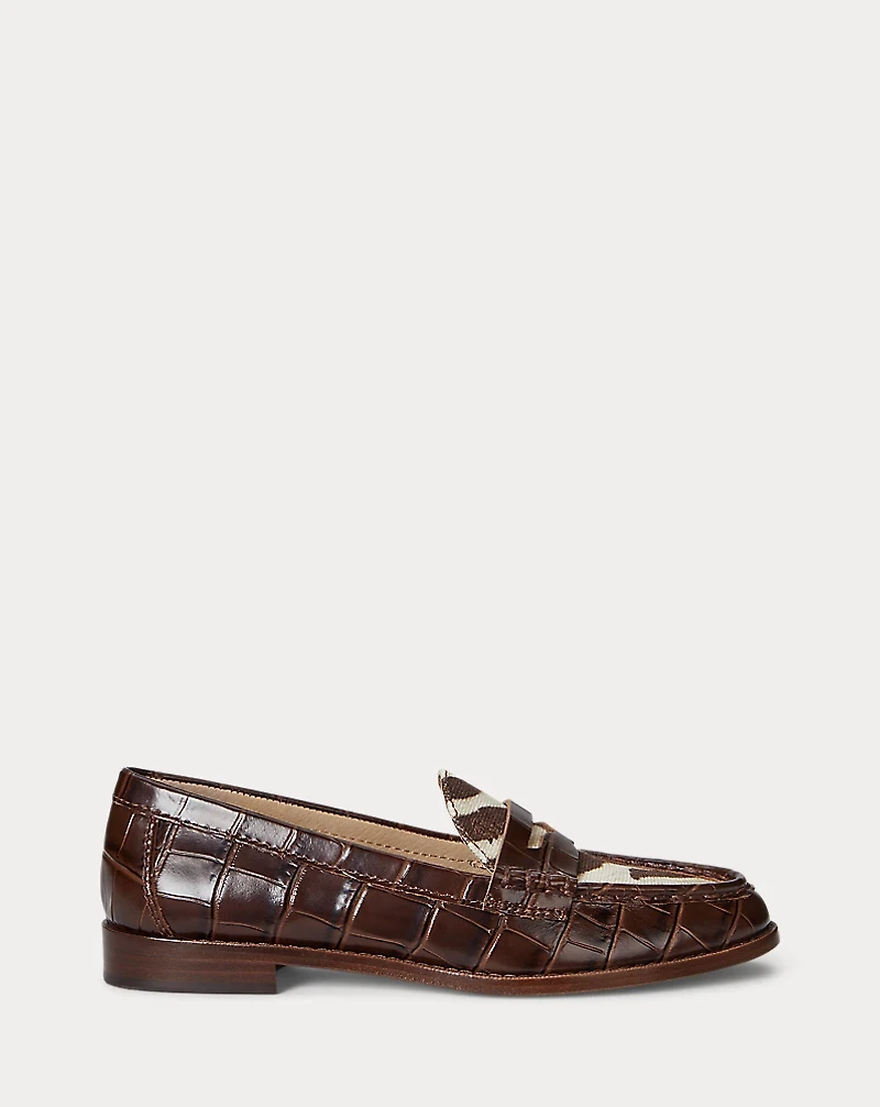 Wynnie Zebra-Print-Trim Embossed Loafer