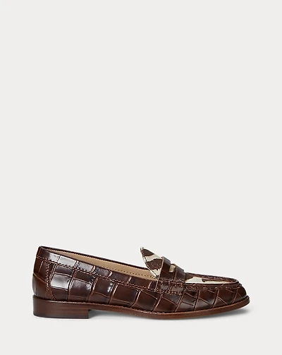 Wynnie Zebra-Print-Trim Embossed Loafer
