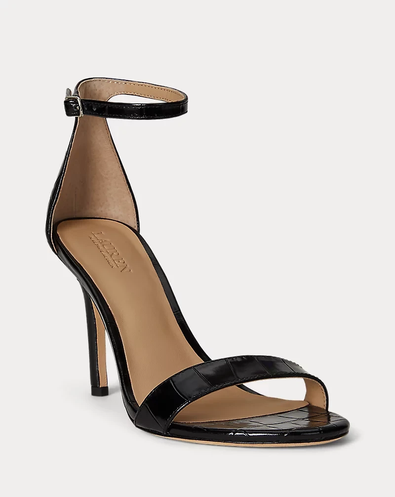 Allie Crocodile-Embossed Leather Sandal