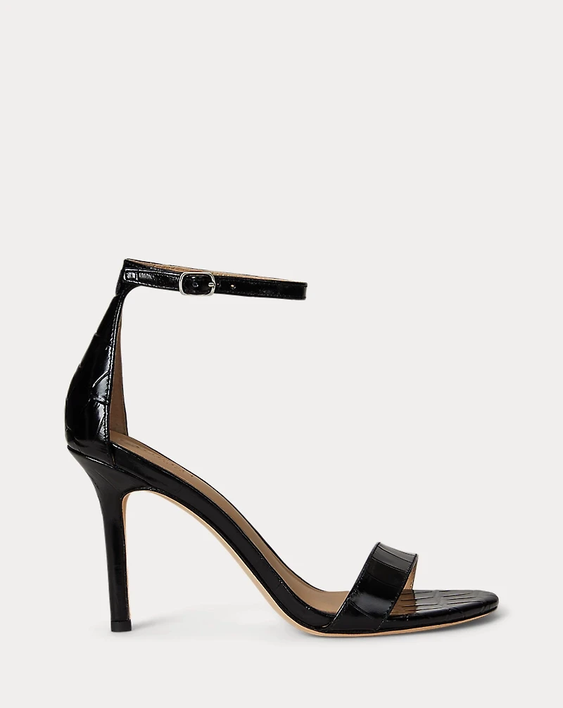Allie Crocodile-Embossed Leather Sandal