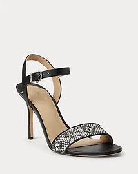 Gwen Nappa Leather & Woven Straw Sandal