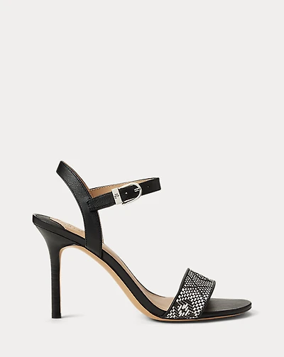 Gwen Nappa Leather & Woven Straw Sandal