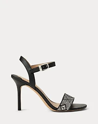 Gwen Nappa Leather & Woven Straw Sandal
