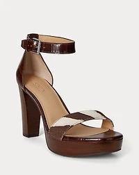 Sylvia Zebra-Print-Trim Embossed Sandal