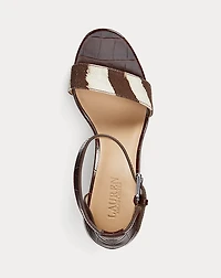 Sylvia Zebra-Print-Trim Embossed Sandal