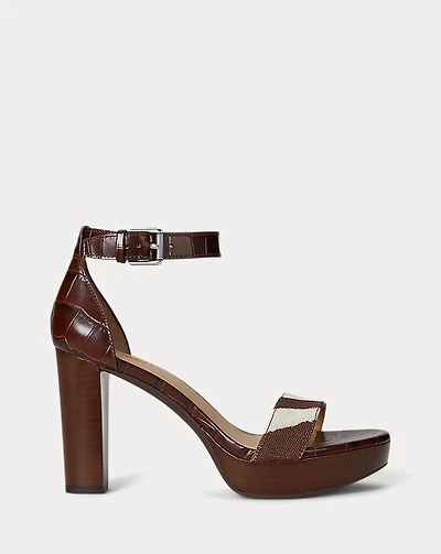 Sylvia Zebra-Print-Trim Embossed Sandal