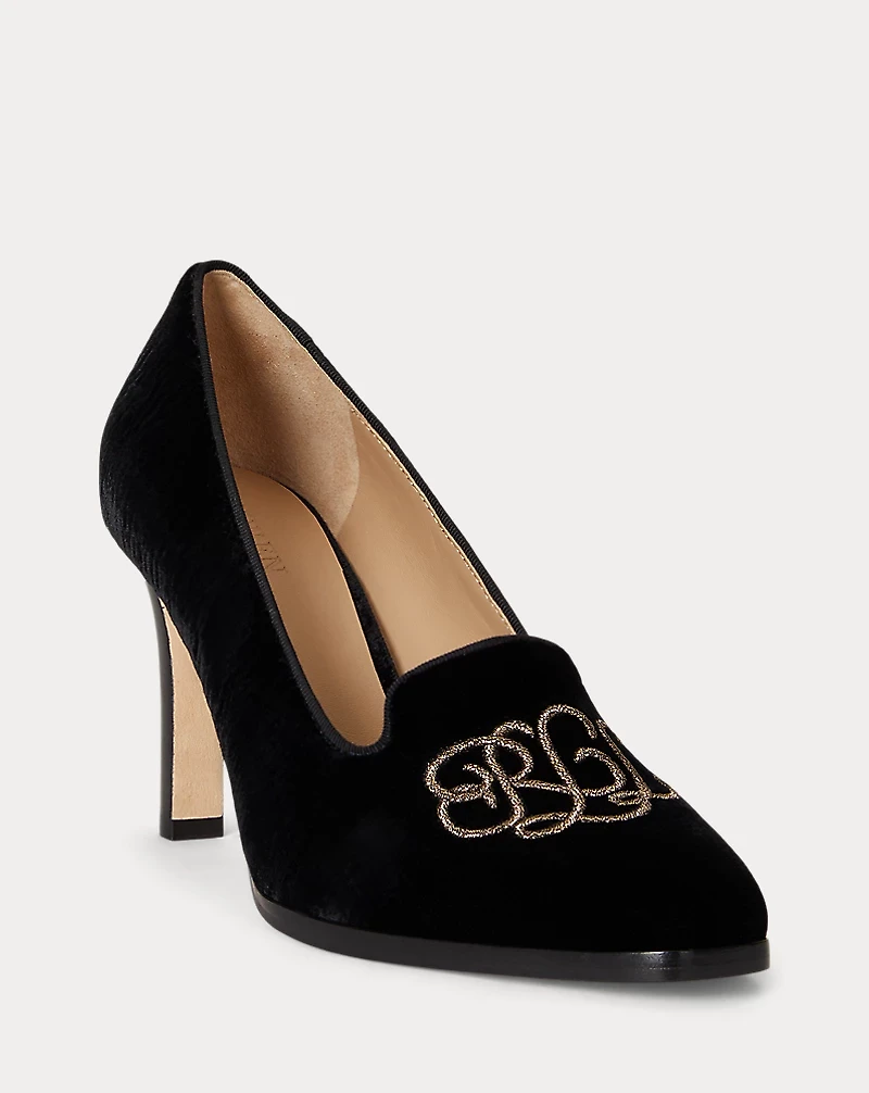 Corah Embroidered-Logo Velvet Pump