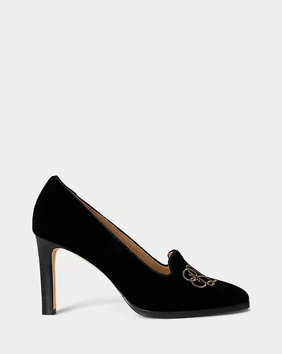 Corah Embroidered-Logo Velvet Pump