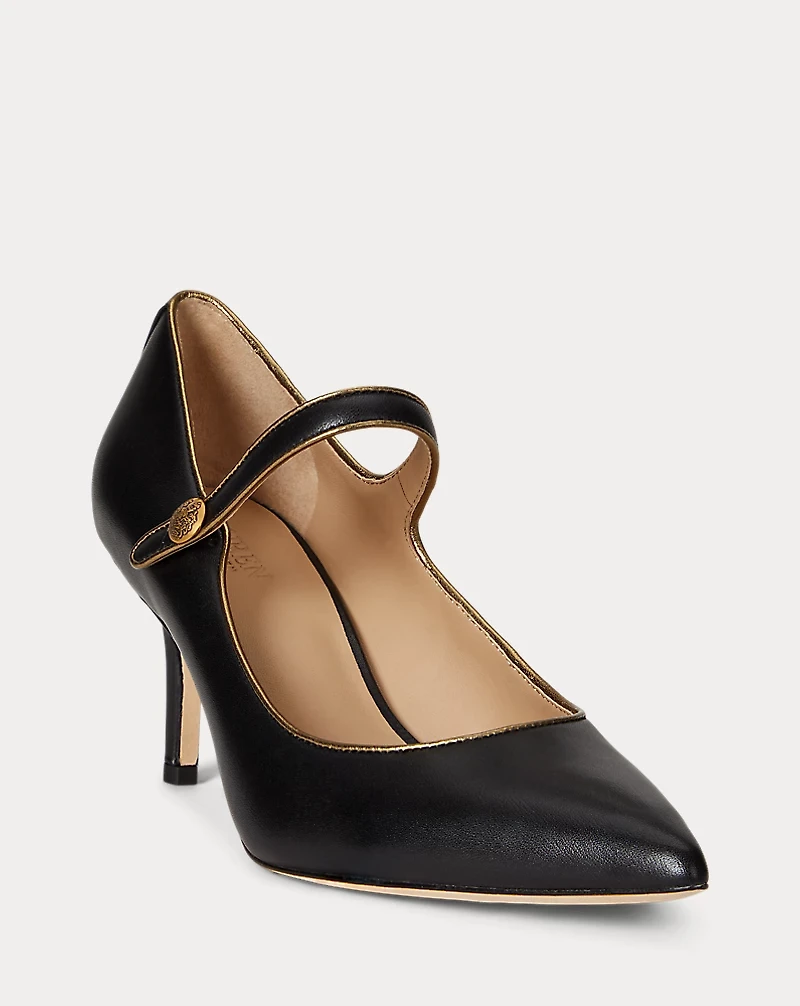 Lanette Metallic-Trim Mary Jane Pump