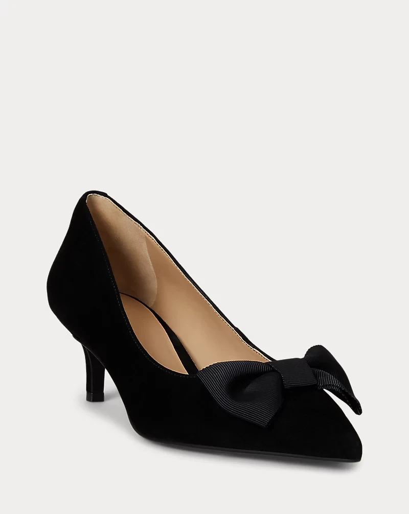 Adrienne Bow-Trim Suede Pump
