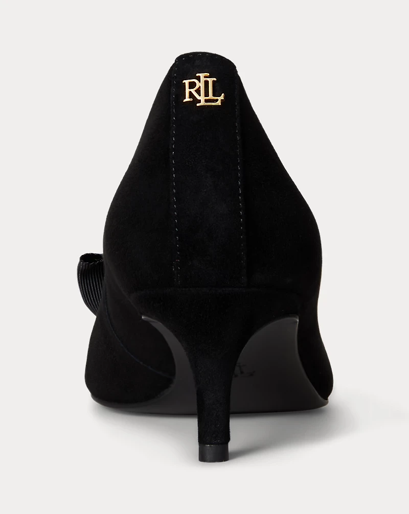 Adrienne Bow-Trim Suede Pump