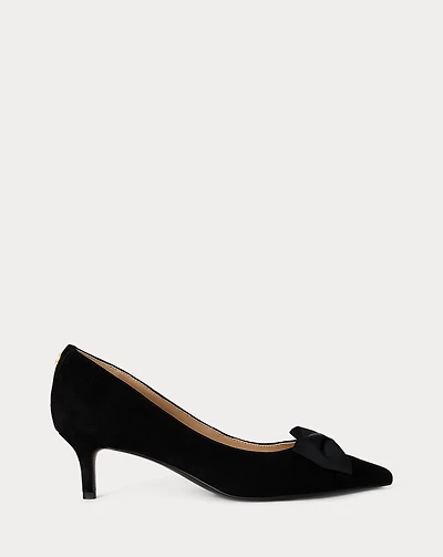 Adrienne Bow-Trim Suede Pump