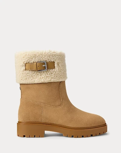 Allyson Shearling & Suede Lace-Up Bootie