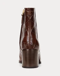 Cassie Crocodile-Embossed Leather Bootie