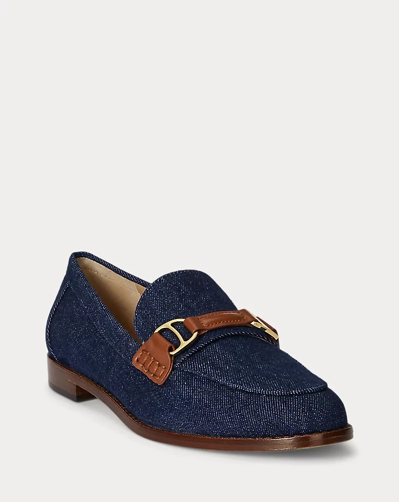 Tasha Leather-Trim Denim Loafer