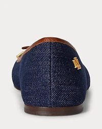 Jayna Leather-Trim Denim Flat