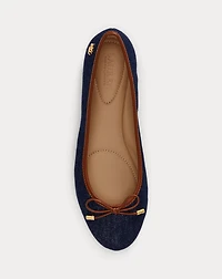Jayna Leather-Trim Denim Flat
