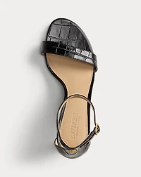 Allie Mid-Heel Crocodile-Embossed Sandal