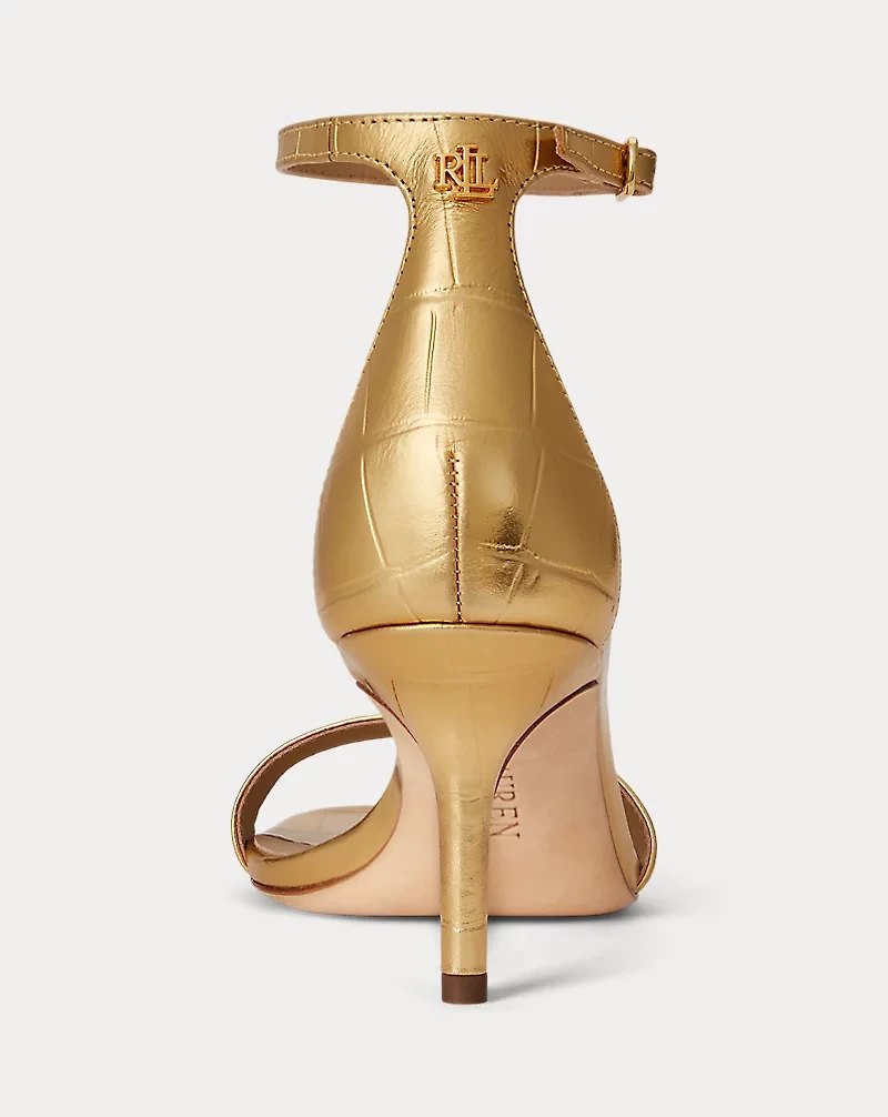 Allie Mid-Heel Metallic Embossed Sandal