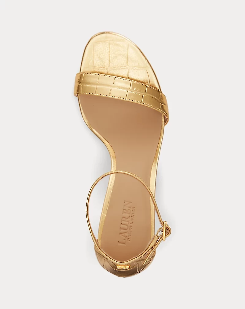 Allie Mid-Heel Metallic Embossed Sandal