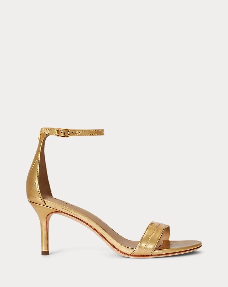 Allie Mid-Heel Metallic Embossed Sandal