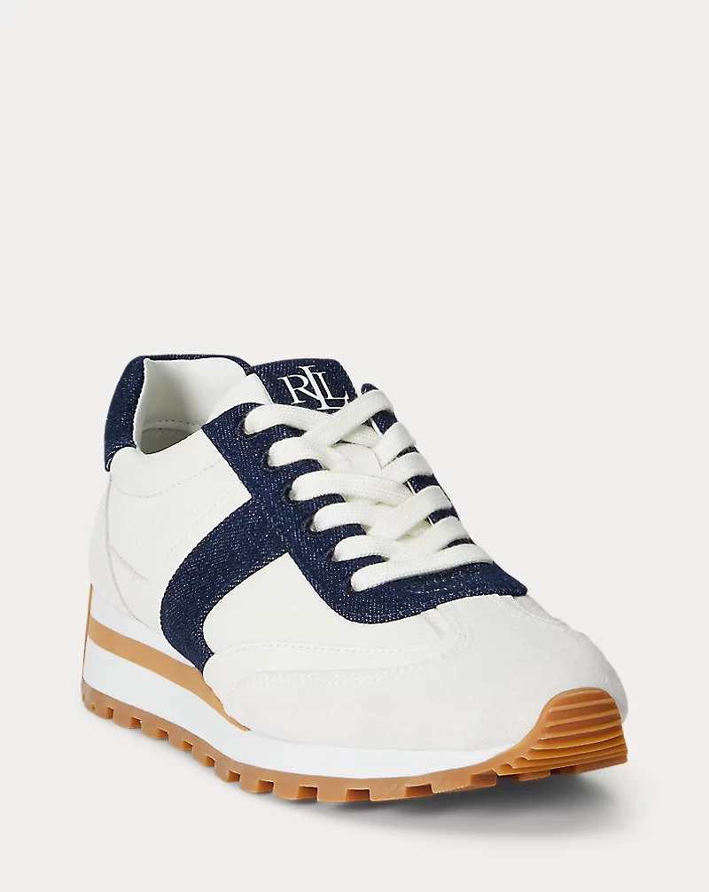 Dani Denim-Trim Leather & Suede Sneaker