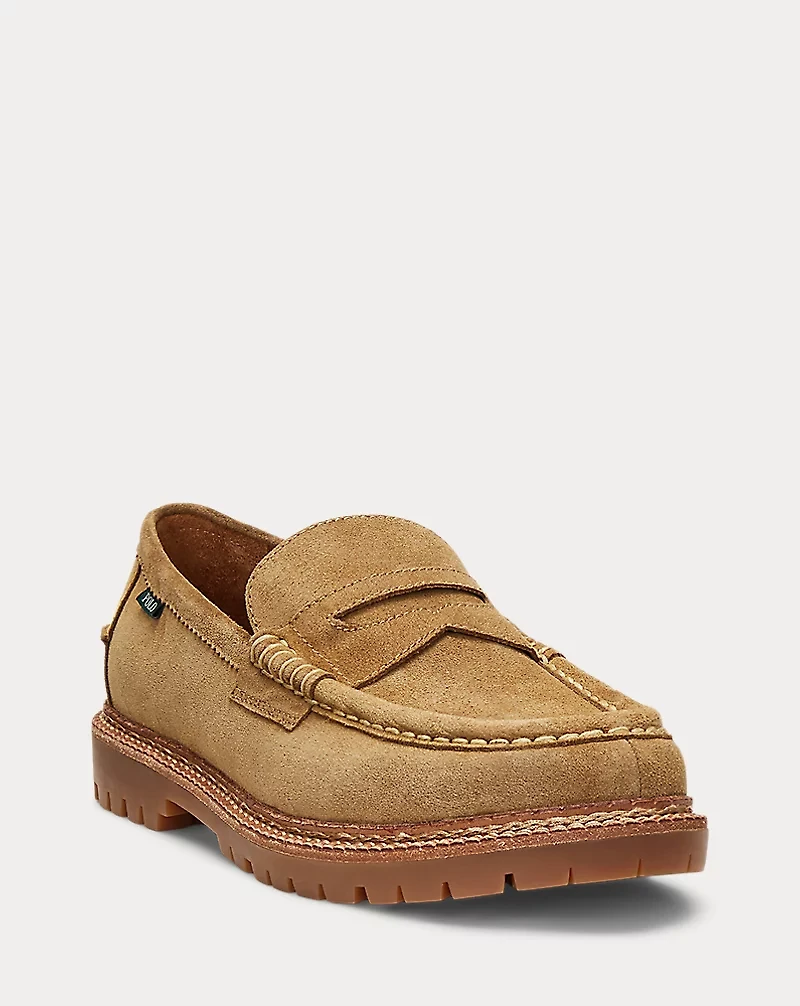 Jett Lug-Sole Suede Penny Loafer