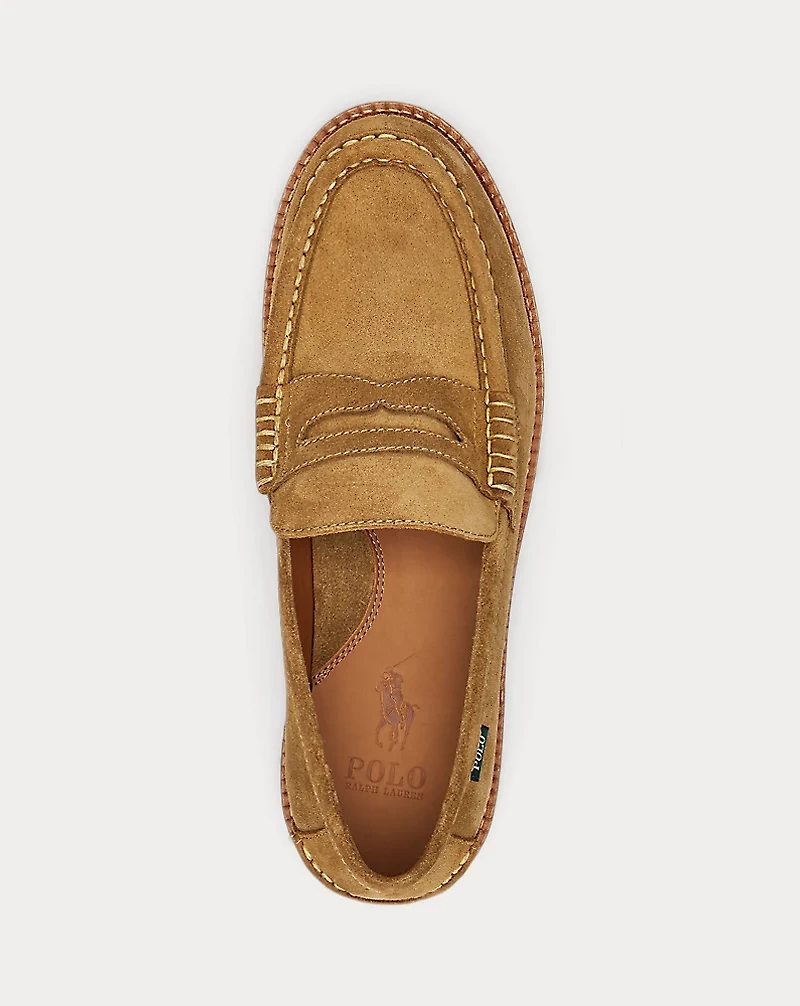 Jett Lug-Sole Suede Penny Loafer