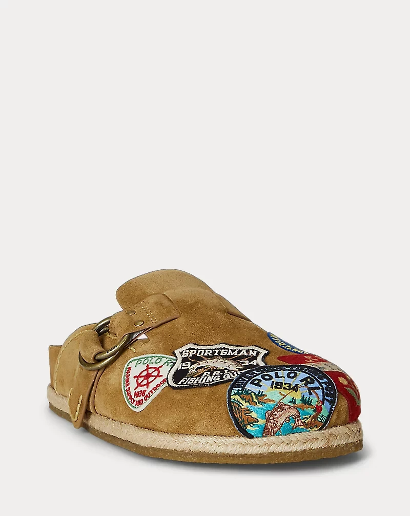 Turbach Logo-Patch Suede Clog Sandal