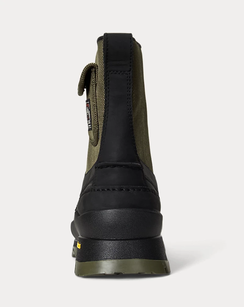 Logan Leather-Paneled Moc-Toe Boot