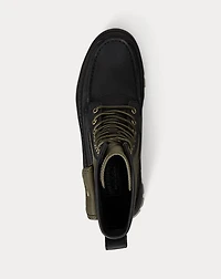 Logan Leather-Paneled Moc-Toe Boot