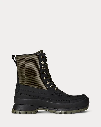 Logan Leather-Paneled Moc-Toe Boot