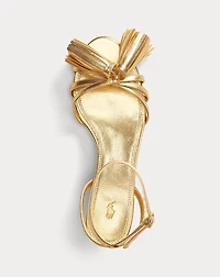 Metallic Leather Tassel Kitten Sandal