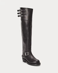 Burnished Leather Tall Moto Boot