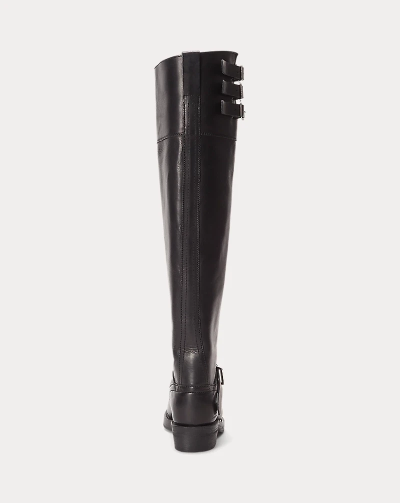 Burnished Leather Tall Moto Boot
