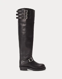 Burnished Leather Tall Moto Boot